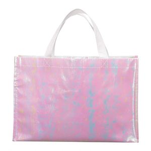 Custom Reusable Pink Holographic Metallic Shiny Laminated Non Woven <b>Bag</b> Iridescent Non-Woven Shopping <b>Tote</b> <b>Bag</b> With Logo - Product Image 3