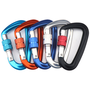 BT-L17 Black 12KN Aluminum Rock Climbing Safety Carabiner Screw D Shape Locking Carabiners Dog Leash Hook