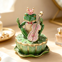Boîte à Bijoux Personnalisée Écologique Grenouille Princesse en Alliage de Zinc Émaillé, Figurine Art Déco, Porte-Bague, Cadeau de Collection, Fabrication OEM