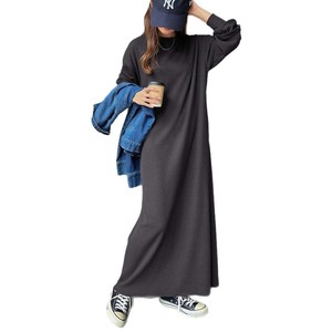 Felpa stampata autunno inverno giapponese abito semplice tinta unita di fascia alta lungo il ginocchio - Product Image 5