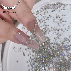 เพชรติดเล็บทรงแฟนซีสีขาวแบบแบนหลังเรียบ ขนาดเล็ก ประกายวิบวับ คละแบบ - Product Image 3