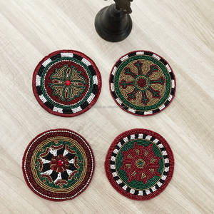 Colorful Classic <b>Glass</b> Home Decor Luxury Handmade Beaded Custom <b>Coaster</b> 5mm Thickness for Dining Table Wholesale - Product Image 2