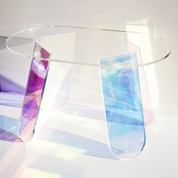 Hemisweet — Table basse ovale en acrylique irisé, meuble de salon en plexiglas, bon marché, style moderne