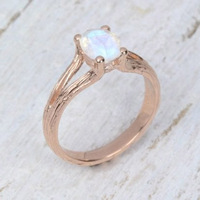 Bague de fiançailles en pierre de lune naturelle, or rose, argent sterling 925, pierre de lune arc-en-ciel, bague pour homme