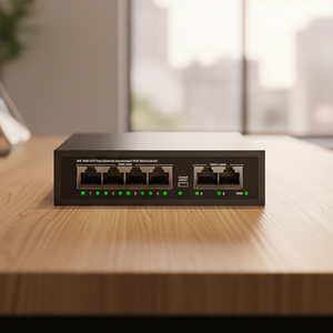 สวิตช์ PoE แบบโลหะราคาประหยัด 4 พอร์ต มาตรฐาน IEEE802.3af/at ความเร็ว 10/100Mbps สำหรับกล้องวงจรปิด NVR DVR - Product Image 1