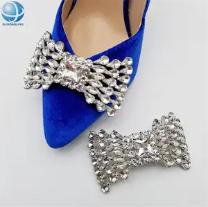 Ladies shoe accessories rhinestone shoe buckles fashion bows brooches for heel shoes