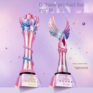 Trofeo colorato eco-friendly personalizzato colore rosa danza bambini premio competizione campione resina squadra cristallo - Product Image 3