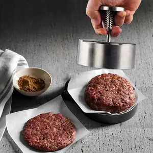 304 acier inoxydable Hamburger viande <span class=keywords><strong>presse</strong></span> Burger Patty fabricant moule manuel gâteau boeuf porc riz <span class=keywords><strong>presse</strong></span> faisant des moules gril viande outil - Product Image 5