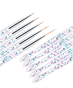 Lot de 5 pinceaux à ongles 5mm 7mm 9mm 11mm 13mm avec manche en plastique rose pailleté, outil de nail art, sac en PVC 35g, pinceau de manucure professionnel - Product Image 6