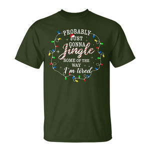 T-shirt natalizia Tired Jingle Lights per adulti, camicia unisex per le vacanze - Product Image 2