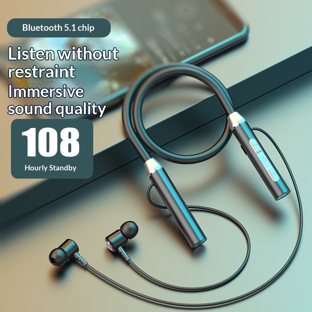 Vicsound New Cross-Border Neck-Mounted Earphones Dual-Ear Magnetic Design Active Noise Cancellation Voice Control for 5.1