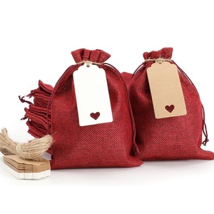 30 piezas por paquete, bolsa de regalo con cordón de lino, regalo de fiesta de boda, bolsa con cordón de lino con tarjetas de bricolaje - Product Image 1