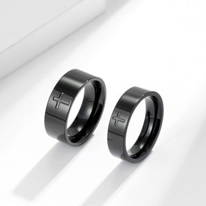 <b>Titanium</b> Steel Cross <b>Ring</b> 6mm 8mm Unisex Couple Wedding <b>Ring</b> - Product Image 2