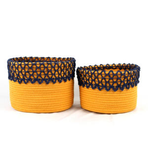 Petits paniers tissés à linge Panier rond <span class=keywords><strong>en</strong></span> corde de coton Petits paniers de rangement pour l'organisation des bacs Bébé Jouet Clés Cadeaux - Product Image 3