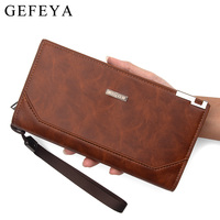 Dompet Multi-slot Bisnis Versi Korea untuk Pria, Dompet Lipat Tiga, Tas Genggam Panjang, Lapisan Poliester Tahan Air, Tempat Ponsel