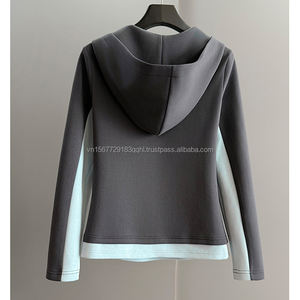 Casual Sports Set Women Autumn New Color <b>Block</b> Splicing Hooded Half Zip Long Sleeve Sweatshirt Straight Pants Two Piece Set - Product Image 4