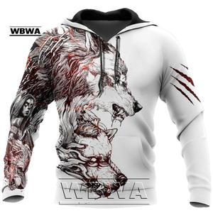 Felpa con Cappuccio Oversize da Uomo con Stampa 3D di Lupo, 100% Poliestere, Antivento, Stampa Digitale, Vendita all'Ingrosso - Product Image 4