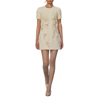 Nouvelle robe élégante pour femmes, style célébrité, à fleurs 3D, à col rond, à manches courtes, robe de soirée