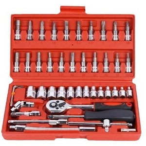 46 Piece Socket Wrench <b>Tool</b> <b>Set</b> 1/4 In Chromium Vanadium Steel For Home Auto Repair With <b>Tool</b> Case - Product Image 5