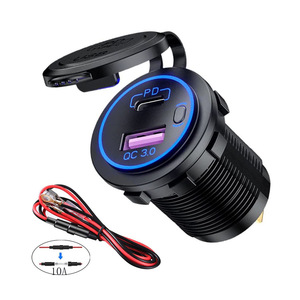 Chargeur de voiture QC3.0 18W, charge rapide PD20W, double port A+C, affichage numérique, type à clipser pour téléphones mobiles - Product Image 4