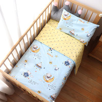 Ensemble de literie pour bébé 3 pièces en coton, linge de lit à motifs de dessins animés, kit de lit bébé pour garçon et fille, taie d'oreiller, housse de couette, drap, taille personnalisée pour enfants