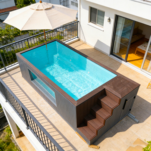 Hot Selling Rectangle Fiberglass Above Ground Swimming Pool Multifunctional Designs Container Pool outdoor pool - Product Image 1