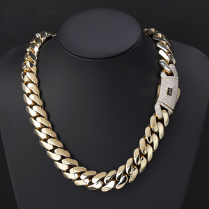 6-20mm 아이스 다이아몬드 버클 플랫 마이애미 쿠바 체인 14K/18K 금도금 두꺼운 솔리드 쿠바 체인 남성용 힙합 쥬얼리 - Product Image 2