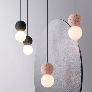 Lustre nordique moderne en marbre pour hôtel Lustre à panneau en travertin naturel sphérique en <span class=keywords><strong>béton</strong></span> de verre pour restaurant - Product Image 5