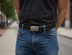 Cintura da Uomo in Vera Pelle 3,5cm 125cm con Doppia Fibbia Stile Casual - Product Image 2