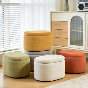 <strong>Stools</strong> Gold Luxury Nordic Velvet Wood Makeup Vanity Modern Home Foot Step Living Room Furniture Round <strong>Storage</strong> Ottoman <strong>Stools</strong> - Product Image 6