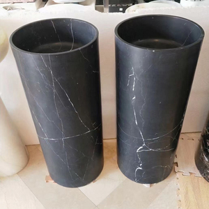 Lavello a piedistallo rotondo in marmo grigio in legno, lavelli e lavelli in marmo grigio - Product Image 2