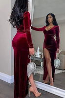 Vestido ajustado de manga larga con abertura alta, estilo europeo y americano, para mujer, recién llegado.