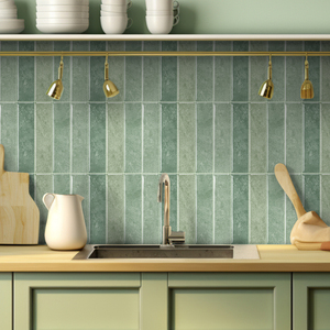 Autocollant mural en mosaïque de carreaux à lattes en résine époxy <span class=keywords><strong>vert</strong></span> sauge Seafoam, aspect pierre vieillie, 300x300mm, étanche, pour crédence - Product Image 4