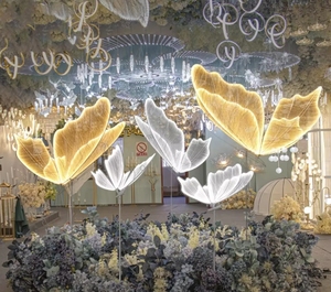 Decorazioni Matrimonio a Farfalla Oro Bianco Luce da Appendere Grande Farfalla Luminosa Illuminazione Sfondo Matrimonio - Product Image 1