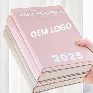 Itinerary Book Custom 2025 New Daily Monthly Weekly Calendar Planner Leather Hardcover A5 Thermal Binding 80 Sheets Notebook - Product Image 1