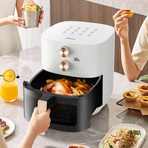 Friteuse à air Midea 5,3 L, revêtement céramique rond, appareil de cuisson électrique pour la maison et les dortoirs - Product Image 3