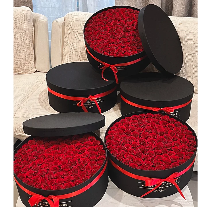 red 99 roses satin gift box