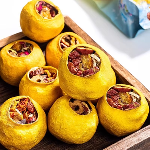 OEM Organic Whole Lemon Stuffed Herbs Fruits Blended Citrus Health <b>Tea</b> Goji Berry Red Date Kumquat Raisin Orange Peel Bagged <b>Tea</b> - Product Image 1