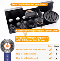 Rangement pour la maison Dyson à deux niveaux Support mural en métal pour sèche-cheveux avec organisateur en plastique et support de rangement pour accessoires pour cheveux