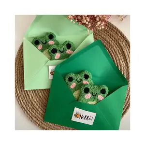 Wholesale Toy Animal Embroidery Patches Custom Frog Design Felt Coaster Set For Drink Coffer Tea