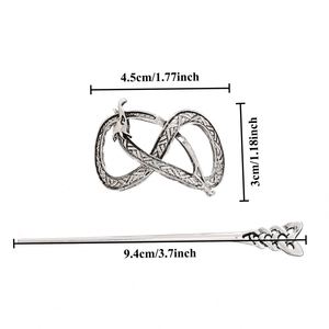 Épingle à cheveux rétro Viking en forme de dragon, gothique vintage, avec squelette de mite, pierre de lune et bois de cerf, bijoux punk pour femmes, en alliage, pour mascarade - Product Image 4