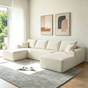 <span class=keywords><strong>Canapé</strong></span> modulaire en tissu peluche moderne et minimaliste, <span class=keywords><strong>canapé</strong></span> nuage surdimensionné en forme de U, compressé sous vide, livré en boîte pour salon - Product Image 1