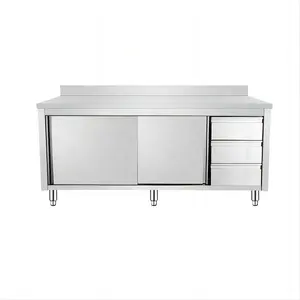 Hotel And Restaurant Working Table Stainless Steel Kitchen Storage Cabinet With Drawers For Commercial Kitchen