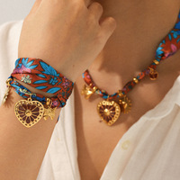 Collier écharpe avec breloque pour femme, collier écharpe rouge, breloques ajustables pour colliers écharpes, bijoux vintage
