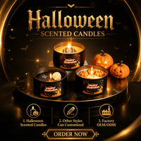 Bougie parfumée d'Halloween à marque privée OEM ODM, bougie d'aromathérapie en cire de soja à motif de crâne effrayant pour cadeau ou souvenir de fête d'Halloween