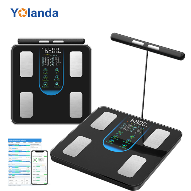 Accurate Smart Bathroom Weighing Scale BMI Fat Muscle Mass Analysis 8 Electrodes Body Fat Scale 180kg Custom