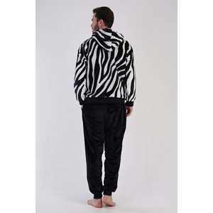 Ensemble de pyjama zippé à capuche doux pour homme avec poches à revers et design épaules tombantes - Product Image 1