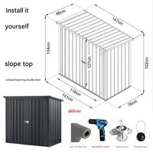 Grand hangar de stockage extérieur abri de jardin en métal étanche pour outils stockage de vélo robuste - Product Image 5