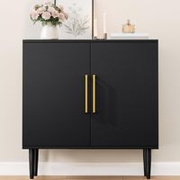 Buffet autoportant moderne noir Combohome, armoire de rangement en bois pour entrée, salle à manger, salon