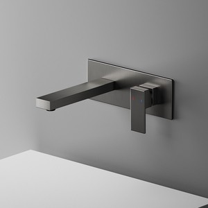 Robinet mural en laiton gris Gunmetal | Mitigeur encastré de lavabo avec design minimaliste Installation dissimulée en laiton - Product Image 1